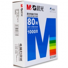 晨光（M&G）APYY6C30C 241-4 四联三等分 电脑打印纸 80列彩色可撕边 1000张/箱