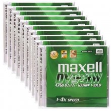 麦克赛尔（maxell）DVD+RW 2速4.7G 可擦写 碟片/光盘/刻录光盘/光碟/空白光盘 单片装 盒装10片