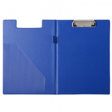 齐心（Comix）TR19 双折式书写板夹/带笔插袋 A4直条纹 蓝色