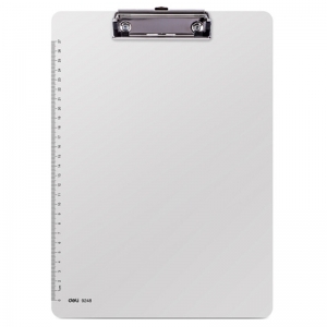 得力（deli）9248 塑料透明写书板夹/写字板夹 A4带刻度 白色