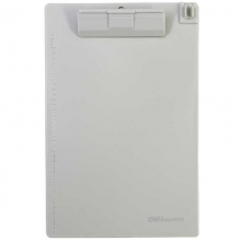 得力（deli）9254 塑料实色书写板夹/写字板夹 A5带笔夹带刻度 灰色