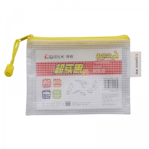 齐心（Comix）A1158 PVC防潮网格拉链袋/文件袋/资料袋 A6 (175*130mm) 颜色随机