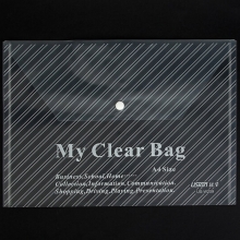 远生（USIGN）US-W209 斜条纹透明按扣文件袋 A4 透明白 12个/包
