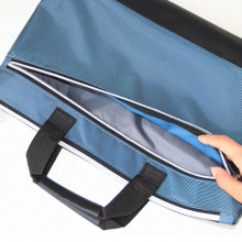 易利文（YILIWEN）100-7 立体手提文件袋双拉链/方格纹手提文件袋 27*38.5*4cm 蓝色