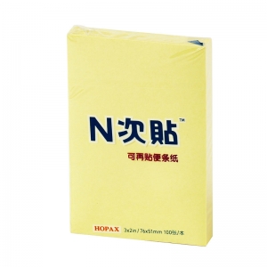 N次贴（STICKN）31001 可再贴便签纸/便利贴/百事贴/报事贴/告事贴 76×50mm 黄色 100张/本 12本/包