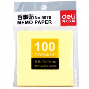 得力（deli）9076-12 百事贴/便利贴/易事贴/N次贴 76*76mm 黄色 100页/本 12本装