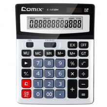 齐心（Comix）C-1232M 标准商务计算器/财务计算器 12位 灰色