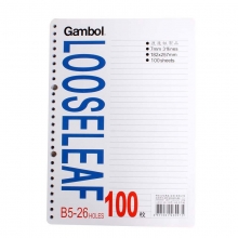 渡边（Gambol）LL0101 替换活页本芯/活页纸替换芯 26孔 B5/100页