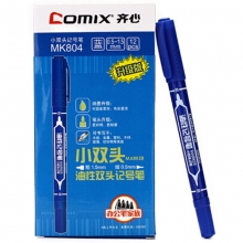 齐心（Comix）MK804 油性小双头记号笔 1.5mm/0.5mm 蓝色 10支装