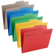 齐心（Comix）A1810 纸质文件夹/分类夹/分类卡/纸夹/单片夹横式二页夹 A4 红色 十个装