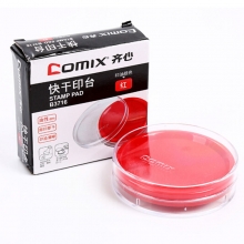 齐心（Comix）B3716 圆形透明壳快干印台 80mm 红色