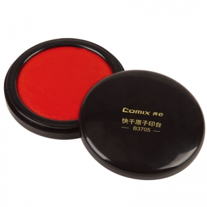 齐心（Comix）B3705 圆形快干原子印台 85mm 红色