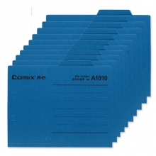 齐心（Comix）A1810 纸质文件夹/分类夹/分类卡/纸夹/单片夹横式二页夹 A4 蓝色 十个装