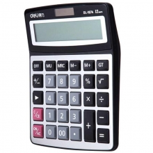 得力（deli）1674 财务办公透明按键桌面计算器 12位 大号 银色