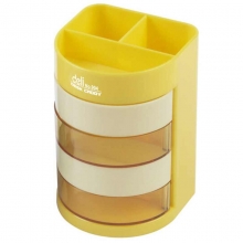 得力（deli）904 四层彩色多功能办公笔筒 颜色随机 H125*W82*L83mm
