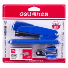 得力（deli）0359 办公组合套装（订书机/起订机/订书钉）25页 颜色随机