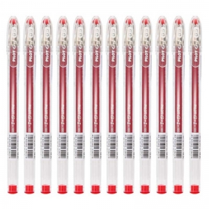 百乐（PILOT）BL-G1-5T 子弹头中性笔/啫喱笔/水笔/签字笔（替芯BLS-G1-5）0.5mm 红色 12支装
