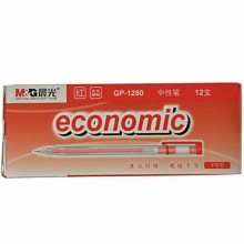 晨光（M&G）GP-1280 透明磨砂杆中性笔/半针管水笔（替芯MG-6139）0.5mm 红色 12支装