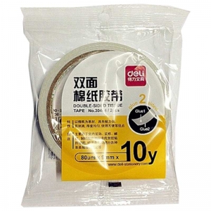 得力（deli）30404 棉纸双面胶带 9mm*10y 2卷装