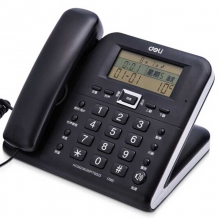 得力（deli）790 办公电话机 30°倾角/大屏显示/温度显示/万年历（黑色）