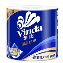 维达（Vinda）V4073 蓝色经典卫生卷纸 200克*10卷*6提/包