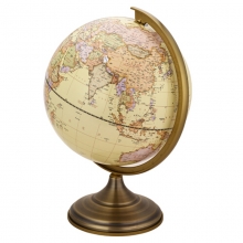 得力（deli）2177 仿古地球仪复古地球仪 双面刻度金属底座 直径20cm 黄色