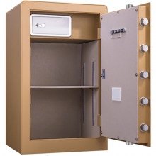 得力（deli）4107 指纹款电子密码保管箱保险柜 单门 高80cm 金色