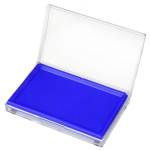 得力（deli）9864 透明外壳方形快干印台印泥 137*88mm 油性 蓝色