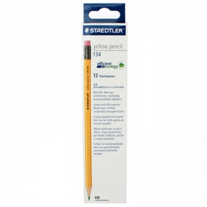 施德楼（STAEDTLER）134 六角黄杆铅笔写字铅笔 12支/盒 HB/带橡皮头