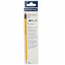 施德楼（STAEDTLER）134 六角黄杆铅笔写字铅笔 12支/盒 2B/带橡皮头