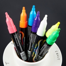 宝克（BAOKE）MP4901 可擦荧光笔/LDE电子屏荧光板笔/标记笔/广告彩绘笔（圆头）6支/盒 黄色