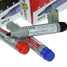 东洋（TOYO）WB-520 可加墨白板笔可擦易擦水性笔 2mm 红色 12支装